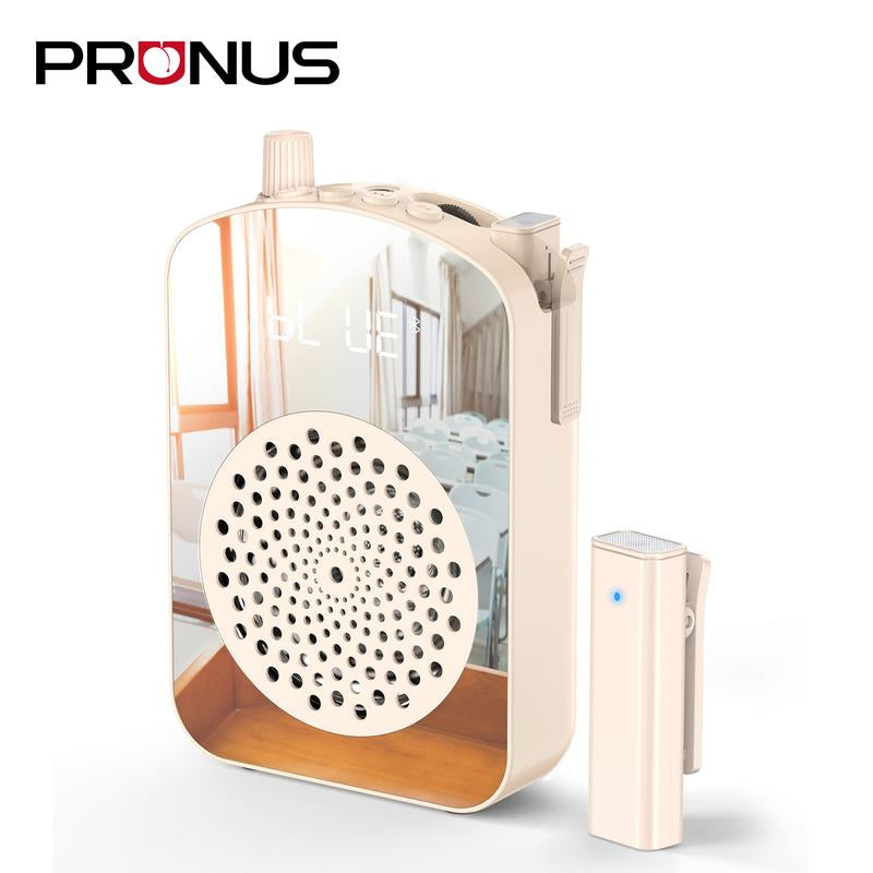 PRUNUS A10 Voice Amplifier Wireless with Lapel Microphone Charging&Storage,Portable Voice Amplifier for Teacher with Microphone Headset and Speaker,Mini Voice Amplifier for Classroom,Speech,Training-Beige