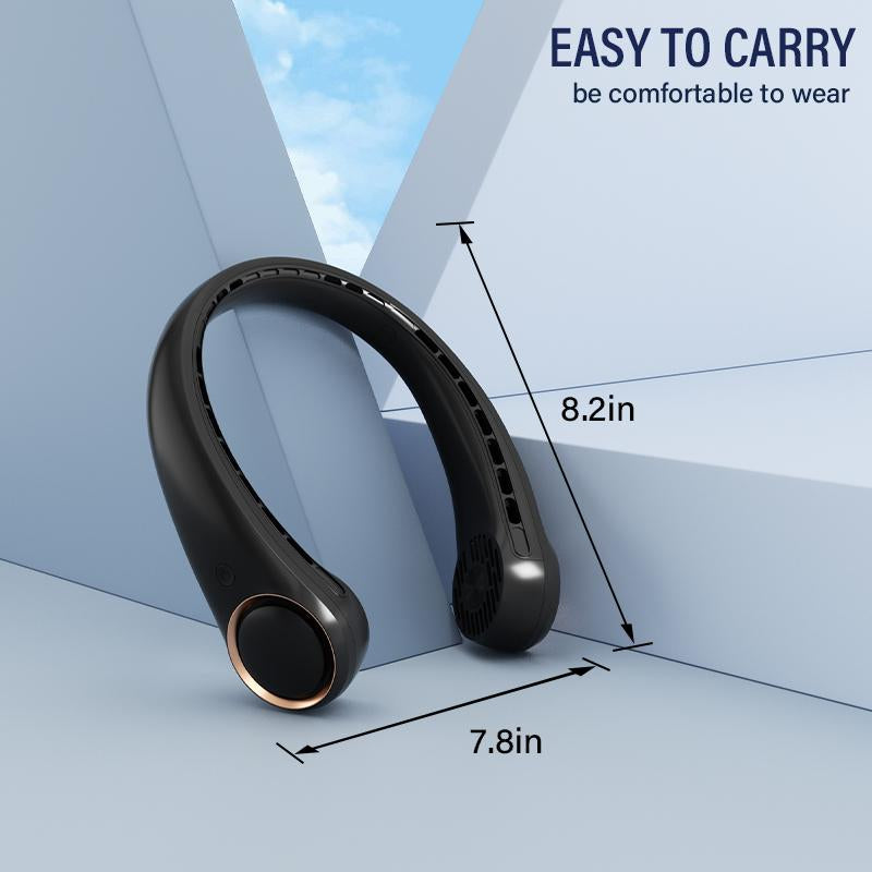 Neck Fan, USB Rechargeable Personal Fan, 3 Speeds Adjustable Powerful Strong Wind 360° Cooling, Quiet, No Blade Design, No Hair Twisting, Summer Gifts