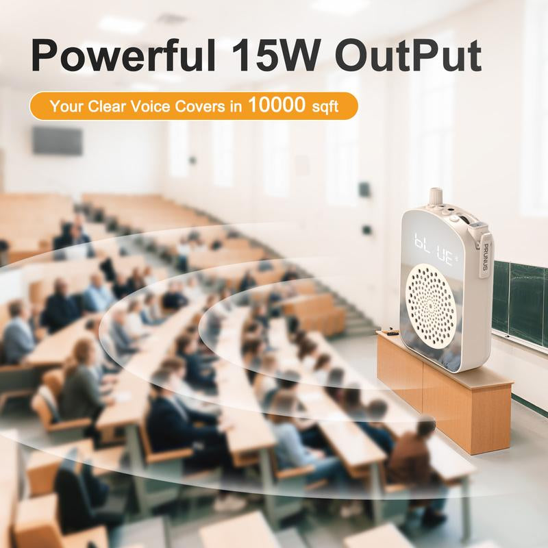 PRUNUS A10 Voice Amplifier Wireless with Lapel Microphone Charging&Storage,Portable Voice Amplifier for Teacher with Microphone Headset and Speaker,Mini Voice Amplifier for Classroom,Speech,Training-Beige