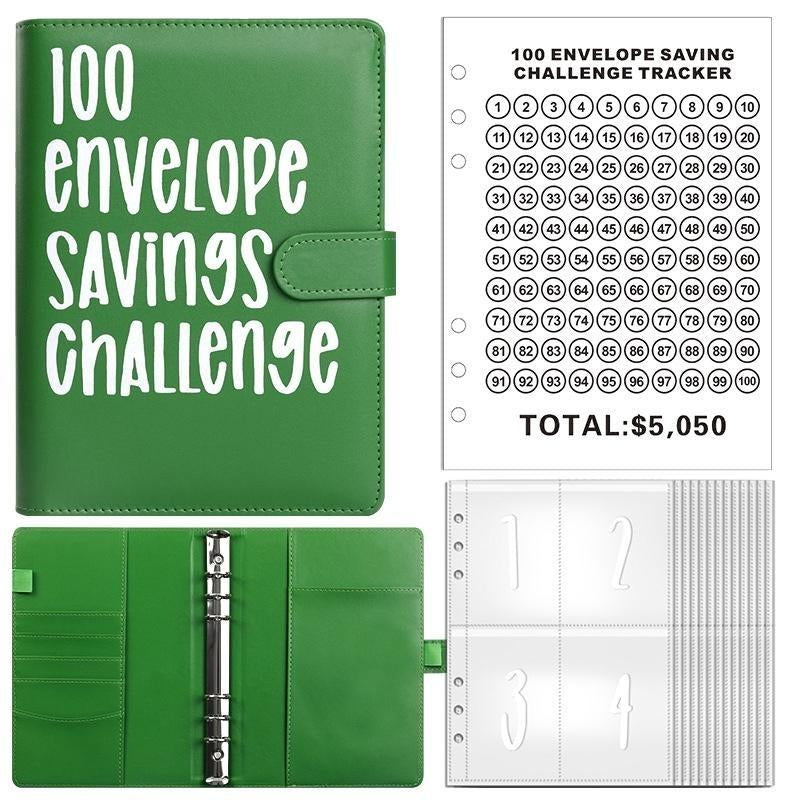 100 Envelopes Money Saving Challenge - A5 Money Saver Budget Binder Book with Cash Envelopes and Numbers, 100-Days of Easy and Funny Ways to save $5,050 Cash Envelope Challenge Binder, Pink