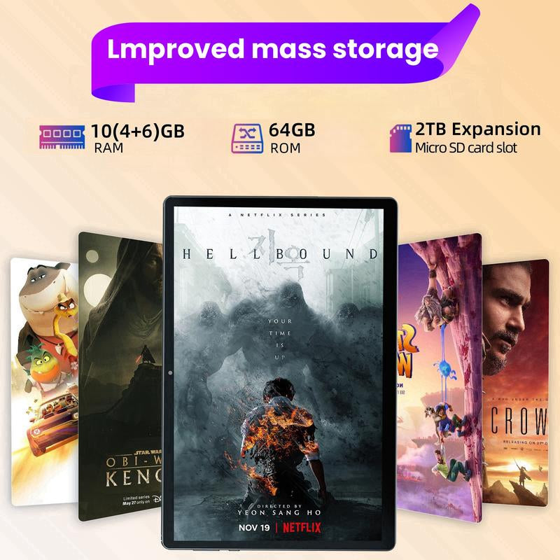 Android 14 Tablet 10.1 HD IPS Screen,10Gb RAM 64GB Rom,Octa-Core Fast Performance,6000Mah Battery,Dual Camera, Perfect for Work & Play,Gift with Keyboardmouse, Case, Stylus, Ample Storage Supportingmultitasking