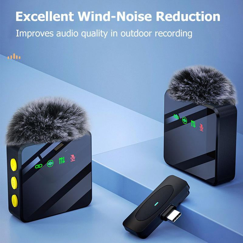 Wireless Microphone, USB Rechargeable Wireless Microphone, Clip-On Design Microphone for HD Vlogging/Live Streaming, Audio, Boyfriend Gift