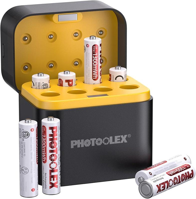 PHOTOOLEX Rechargeable AAA Batteries Lithium 8 Pack with Fast Charger,1300Mwh 1.5V Constant Output Triple a Lithium Batteries 1600 Cycles Long Lasting Imuto