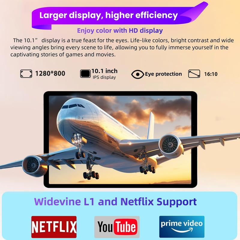 Android 14 Tablet 10.1 HD IPS Screen,10Gb RAM 64GB Rom,Octa-Core Fast Performance,6000Mah Battery,Dual Camera, Perfect for Work & Play,Gift with Keyboardmouse, Case, Stylus, Ample Storage Supportingmultitasking