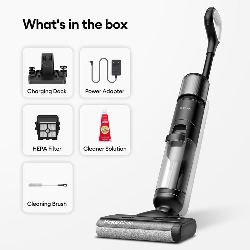 Ultenic Vacuum Mop Wet Dry Vacuum Cleaner with Self-Cleaning Smart Floor Cleaner Mop for Hard Floors , Long Run Time, Dual-Sided Edge Cleaning,Clean Water Tank for Ultenic Cordless Wet Dry Vacuum Cleaner Replacement Parts Portable Durable