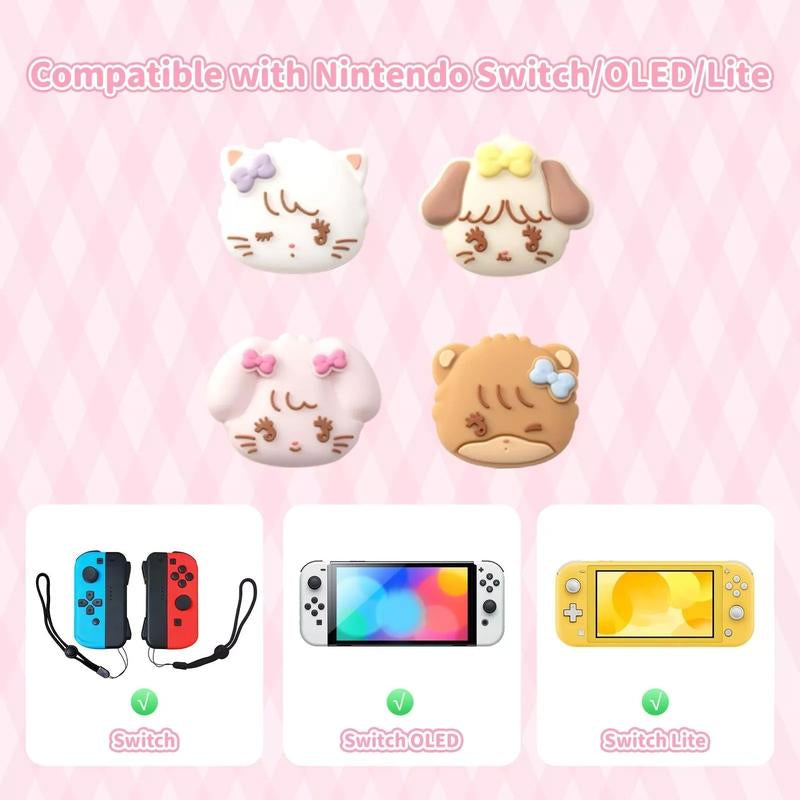 Geekshare 4PCS Cute Mikko Thumb Grip Caps, Soft Silicone Joystick Cover Compatible with Nintendo Switch/Oled/Switch Lite-