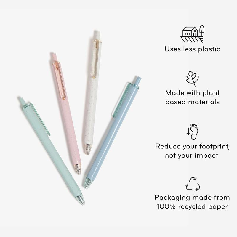 U-Eco Recycled Gel Click Pens Set of 12 Pastel Speckle Medium (0.7 Mm) Point Black Ink