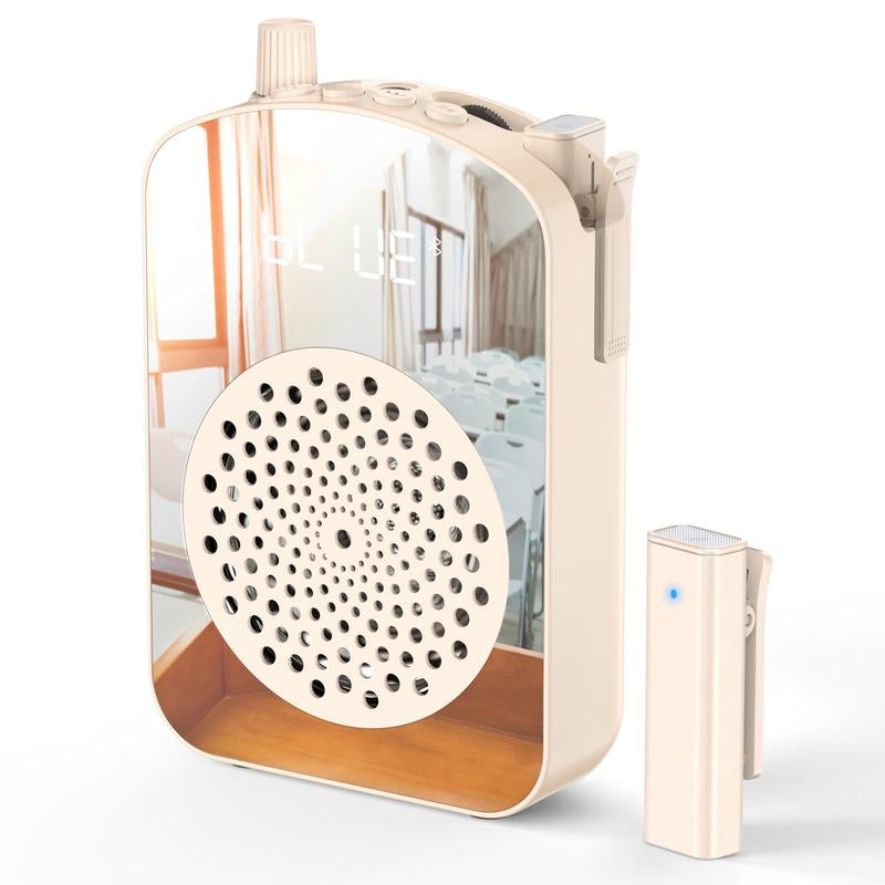 PRUNUS A10 Voice Amplifier Wireless with Lapel Microphone Charging&Storage,Portable Voice Amplifier for Teacher with Microphone Headset and Speaker,Mini Voice Amplifier for Classroom,Speech,Training-Beige