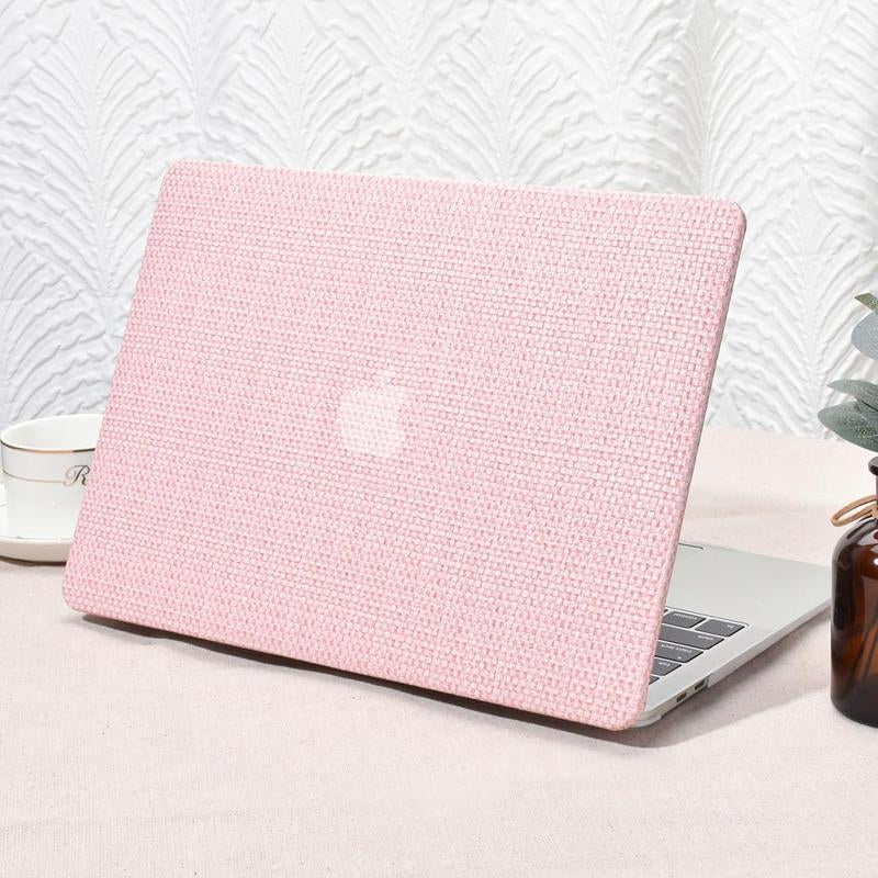 Compatible with Macbook Air 13 Inch Case2022 2021 2020 2019 2018 Release A1932 A2179 M1 A2337 Touch Id,Woven Fabric Textured Elegant Leather Plastic Hard Shell Case with Keyboard Cover,Beige