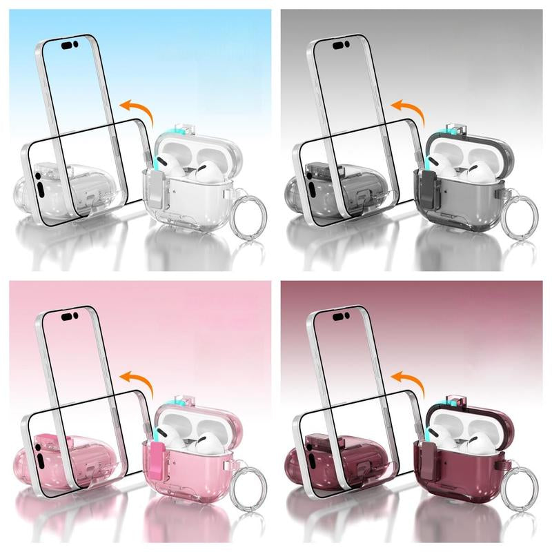 Earphone Case with Keychain, Dustproof Earphone Protective Cover, Earphone Accessories Compatible with Airpods