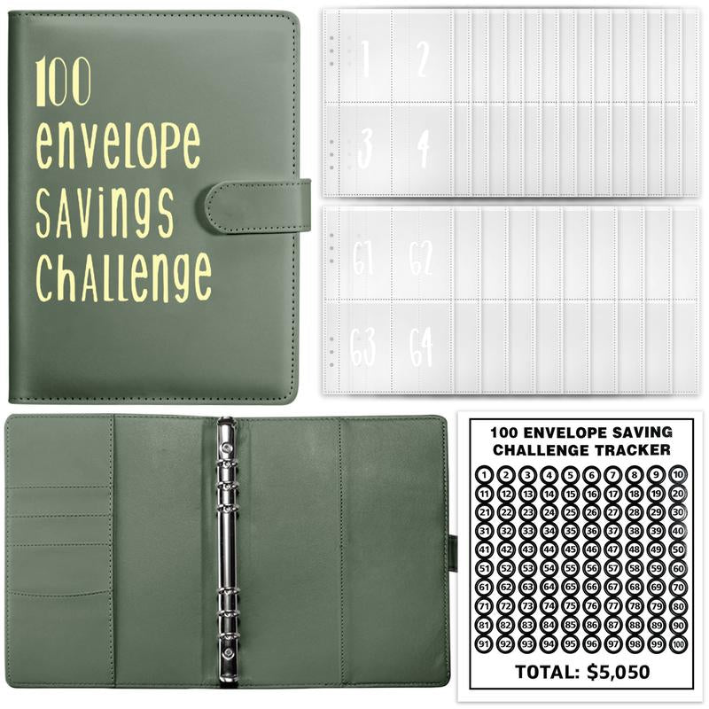 100 Envelopes Money Saving Challenge - A5 Money Saver Budget Binder Book with Cash Envelopes and Numbers, 100-Days of Easy and Funny Ways to save $5,050 Cash Envelope Challenge Binder, Pink