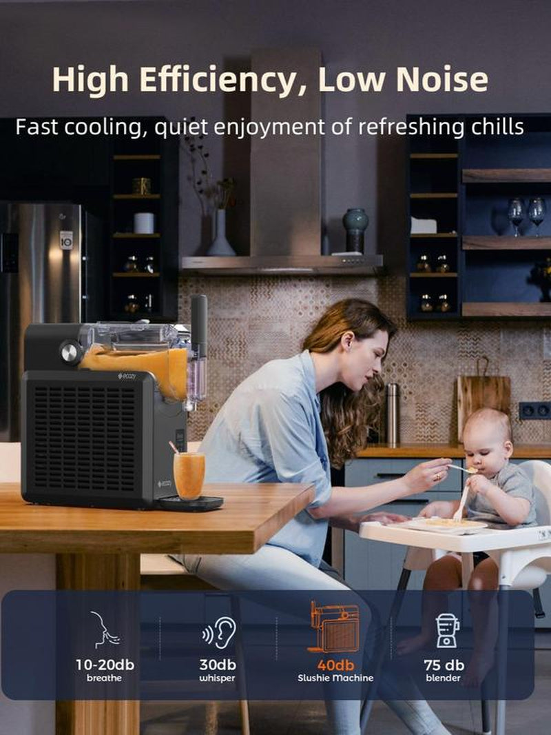 Ecozy Slushie Machine,24-Hour Delay Start&Cold Retention, 68 Oz Slushy Machine with Self-Cleaning Function, Frozen Drink Maker with 5 Preset Programs