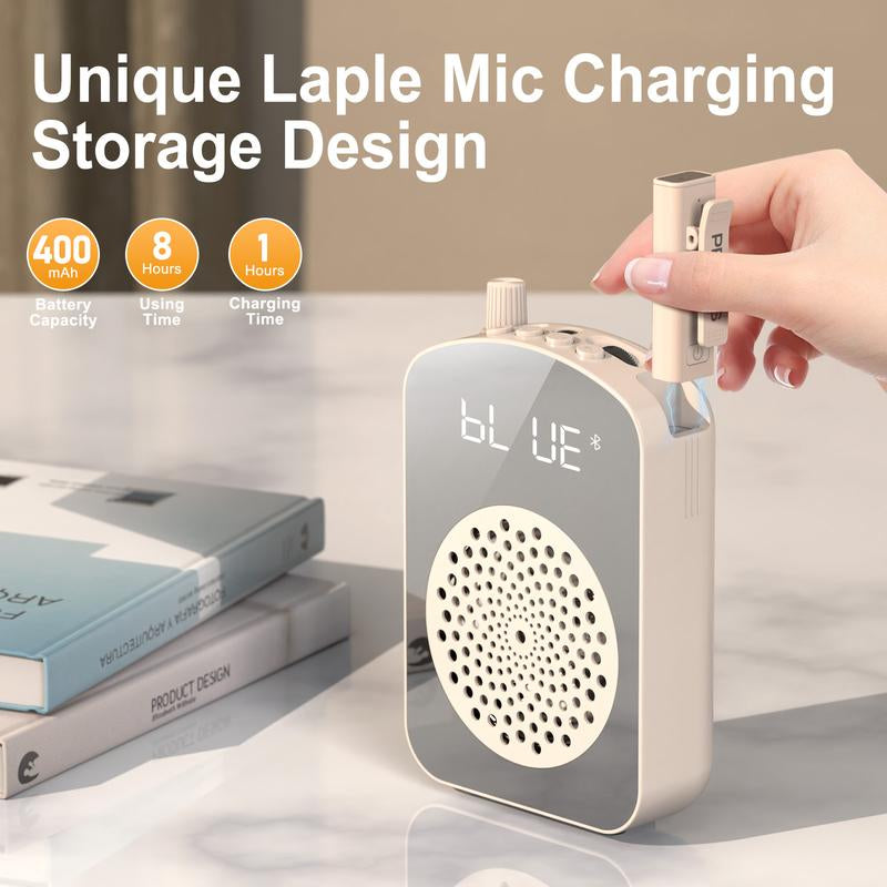 PRUNUS A10 Voice Amplifier Wireless with Lapel Microphone Charging&Storage,Portable Voice Amplifier for Teacher with Microphone Headset and Speaker,Mini Voice Amplifier for Classroom,Speech,Training-Beige