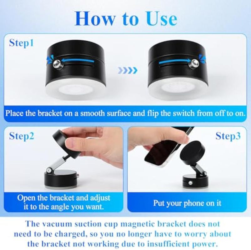 Portable Magnetic Phone Stand - Foldable & Retractable, Strong Magnet, Phone Holder for Car, Kitchen, Bathroom, Selfie, Zero Bubbles