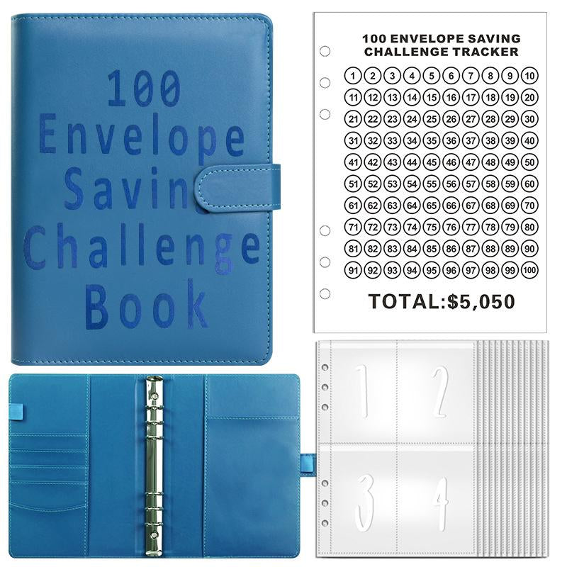 100 Envelopes Money Saving Challenge - A5 Money Saver Budget Binder Book with Cash Envelopes and Numbers, 100-Days of Easy and Funny Ways to save $5,050 Cash Envelope Challenge Binder, Pink