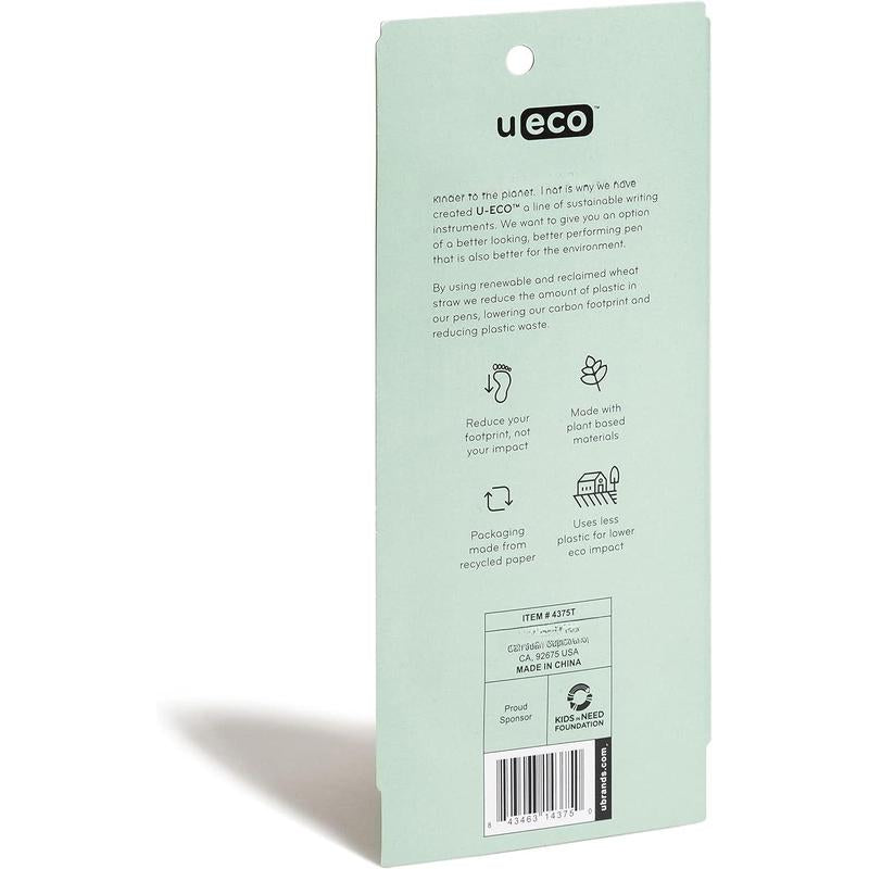 U-Eco Recycled Gel Click Pens Set of 12 Pastel Speckle Medium (0.7 Mm) Point Black Ink