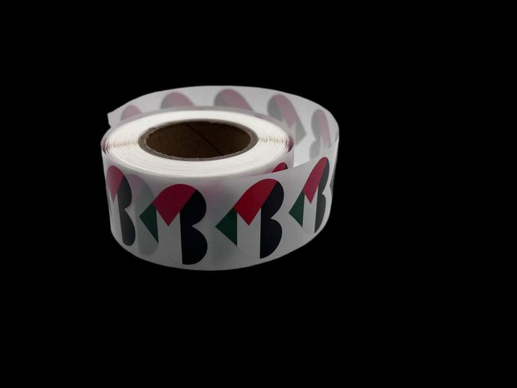 Palestine Flag Heart Stickers * 500 per Roll (1" X 1") Palestinian Flag