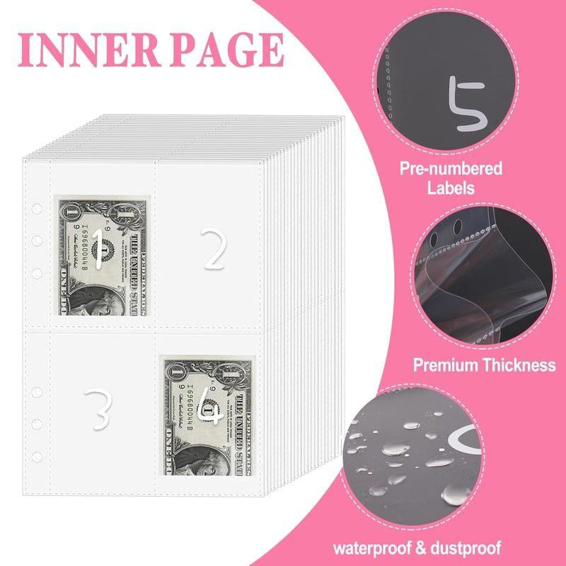 100 Envelopes Money Saving Challenge - A5 Money Saver Budget Binder Book with Cash Envelopes and Numbers, 100-Days of Easy and Funny Ways to save $5,050 Cash Envelope Challenge Binder, Pink