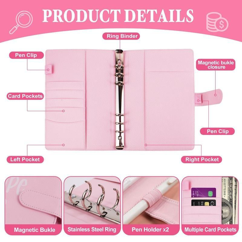 100 Envelopes Money Saving Challenge - A5 Money Saver Budget Binder Book with Cash Envelopes and Numbers, 100-Days of Easy and Funny Ways to save $5,050 Cash Envelope Challenge Binder, Pink