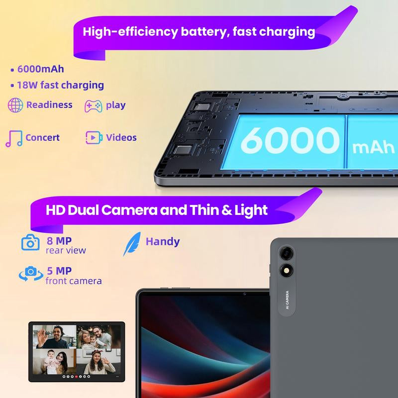 Android 14 Tablet 10.1 HD IPS Screen,10Gb RAM 64GB Rom,Octa-Core Fast Performance,6000Mah Battery,Dual Camera, Perfect for Work & Play,Gift with Keyboardmouse, Case, Stylus, Ample Storage Supportingmultitasking