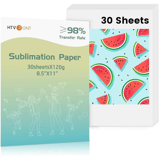 Sublimation Paper 8.5 X 11 Inches - 30 Sheets Sublimation Transfer Paper Compatible with Inkjet Printer, Easy to Transfer 120 Gsm Sublimination Paper for Tumblers, T-Shirts, Mugs