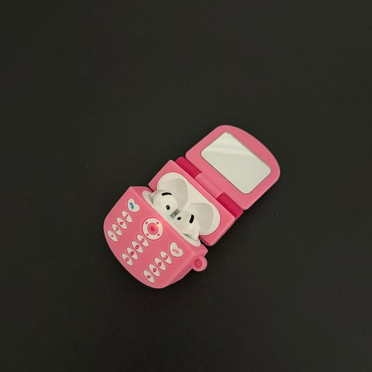 Pink Cat Airpods Case with Mirror