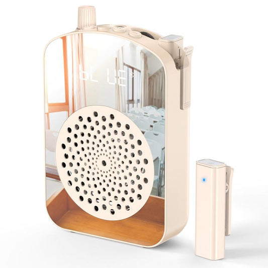 PRUNUS A10 Voice Amplifier Wireless with Lapel Microphone Charging&Storage,Portable Voice Amplifier for Teacher with Microphone Headset and Speaker,Mini Voice Amplifier for Classroom,Speech,Training-Beige