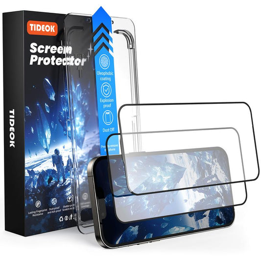 TIDEOK 2 Pack Screen Protector for Iphone 16/15/14/13, Anti-Spy & Anti-Fingerprint, 10S Fast Install, 9H Hardness, Auto Dust Removal, Bubble-Free, HD Clear