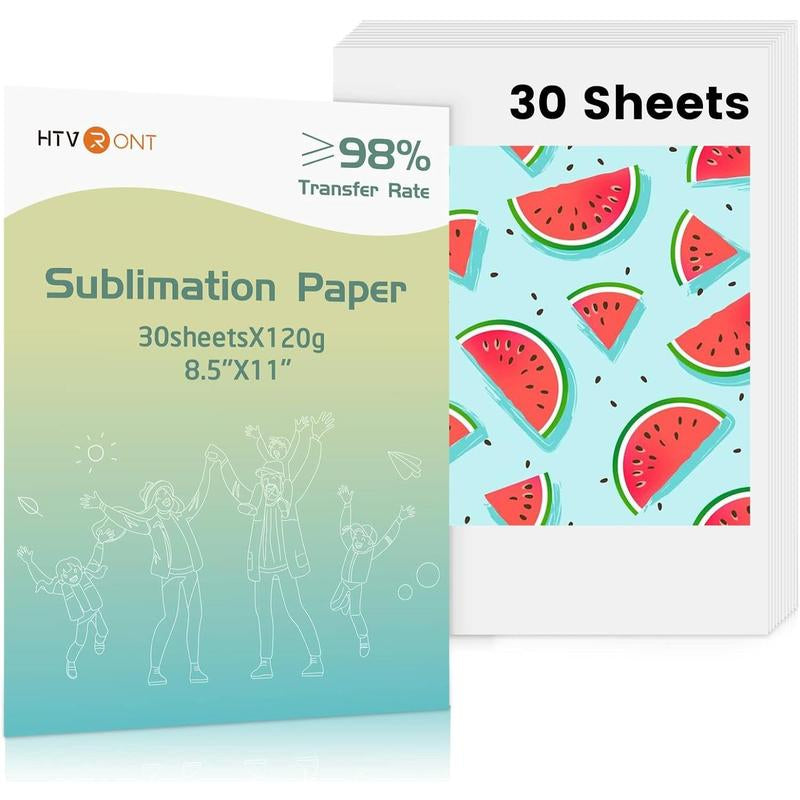 Sublimation Paper 8.5 X 11 Inches - 30 Sheets Sublimation Transfer Paper Compatible with Inkjet Printer, Easy to Transfer 120 Gsm Sublimination Paper for Tumblers, T-Shirts, Mugs