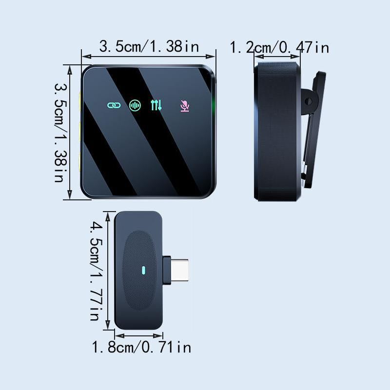 Wireless Microphone, USB Rechargeable Wireless Microphone, Clip-On Design Microphone for HD Vlogging/Live Streaming, Audio, Boyfriend Gift