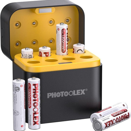 PHOTOOLEX Rechargeable AAA Batteries Lithium 8 Pack with Fast Charger,1300Mwh 1.5V Constant Output Triple a Lithium Batteries 1600 Cycles Long Lasting Imuto