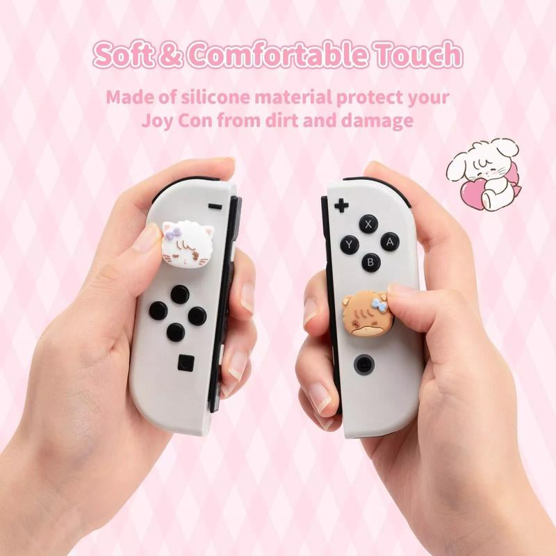 Geekshare 4PCS Cute Mikko Thumb Grip Caps, Soft Silicone Joystick Cover Compatible with Nintendo Switch/Oled/Switch Lite-
