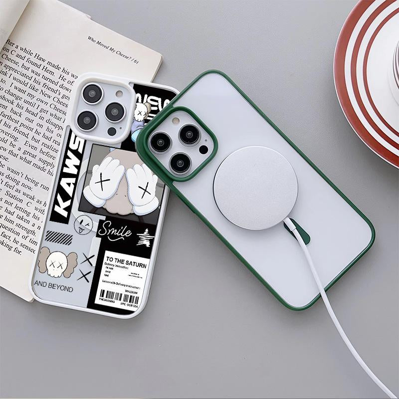 Casing for Iphone 15 16 PRO MAX plus K-A-W-S Helianthus Annuus[Compatible with Magsafe] Magnetic Transparent Soft Silicon TPU Shockproof Phone Cases 1088